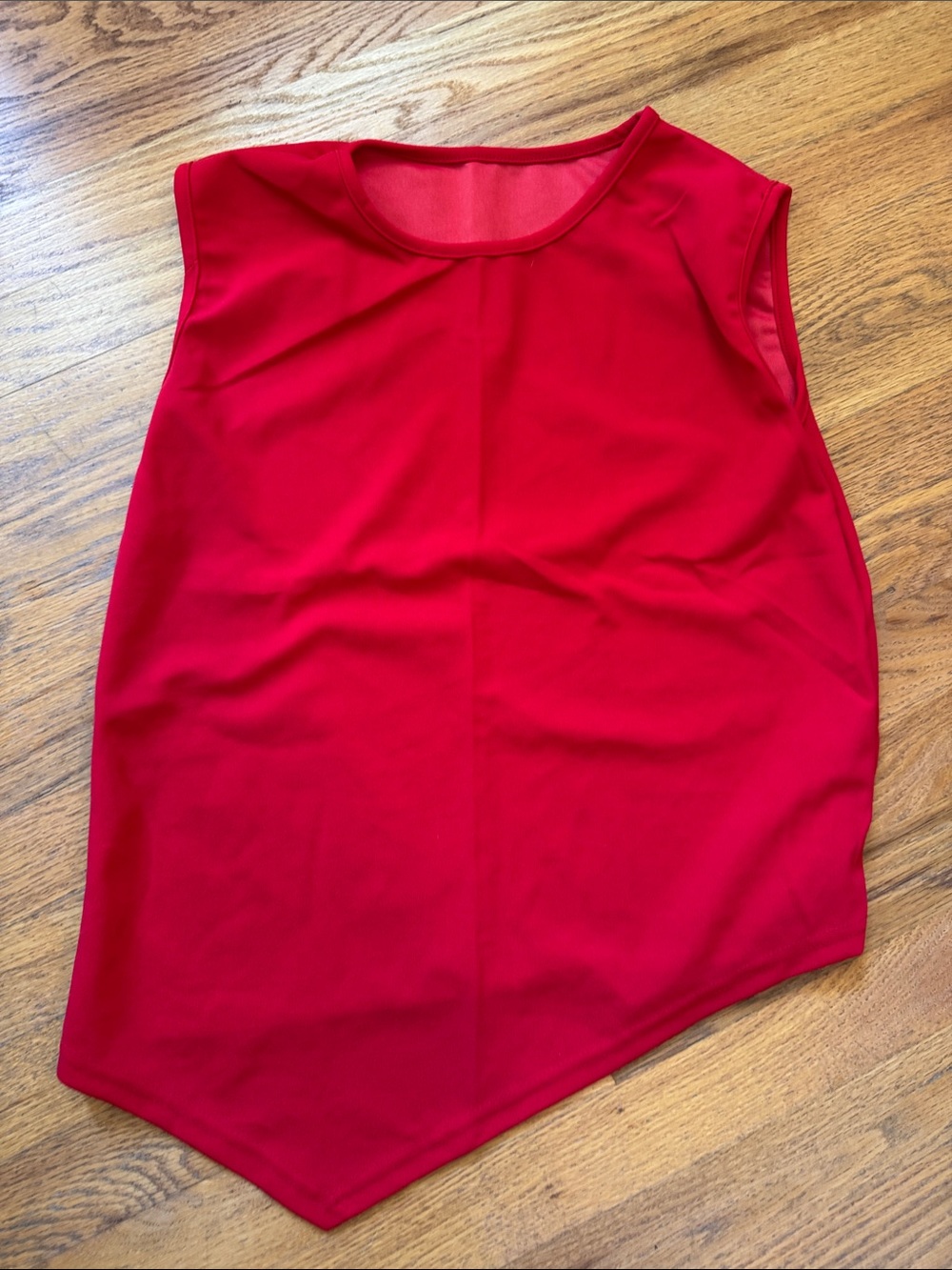 Red Sleeveless Women's Asymmetric Hem Top, POP of color.